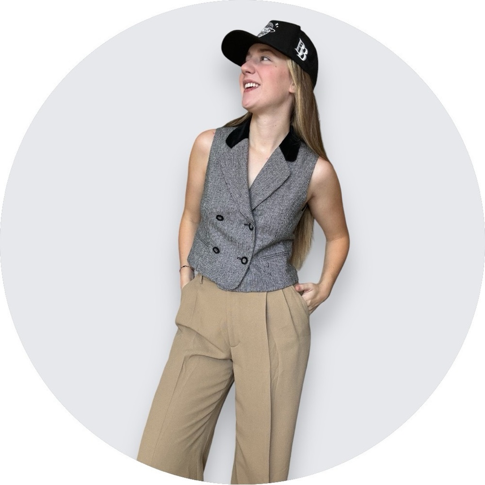 Vintage velvet checked vest
